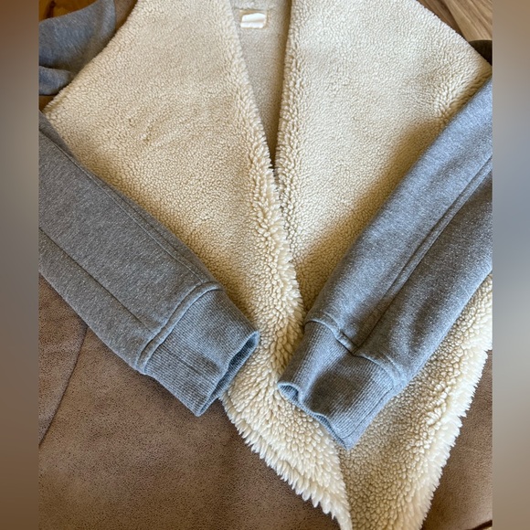 BILLABONG Sherpa Faux Leather Drape Front “Far & Away” Jacket Size M Shearling - Picture 9 of 13